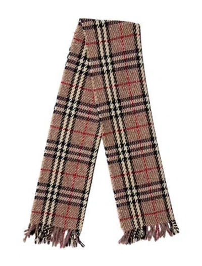 Pre-owned Burberry Prorsum Wool Nova Check Pattern Scarf In Neutral