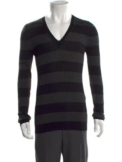 Pre-owned Burberry Prorsum Wool Striped Pullover In Black/green