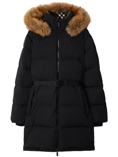 Burberry Nylon Puffer Coat In Black/snug