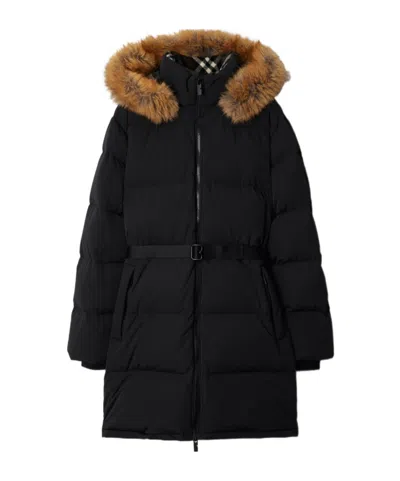 BURBERRY BURBERRY BELTED WAIST HOODED PUFFER COAT