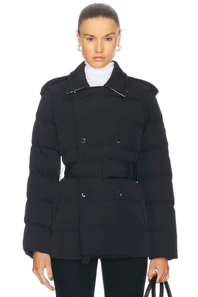 Burberry Puffer Coat In Black & Sand Ip Check