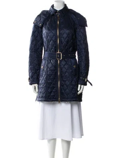 Pre-owned Burberry Puffer Coat In Blue