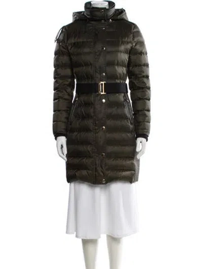 Pre-owned Burberry Puffer Coat In Green