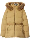 Burberry Short Nylon Puffer Coat In Yellow