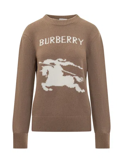 Burberry Pullover With Logo Design In Brown