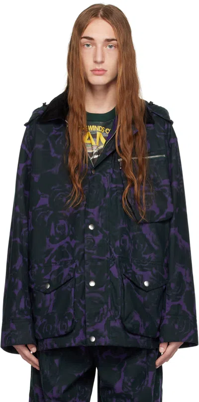 Burberry Rose Print Field Jacket In Vine