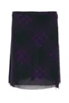 Burberry Check Print Kilt With Belted Detail In Purple