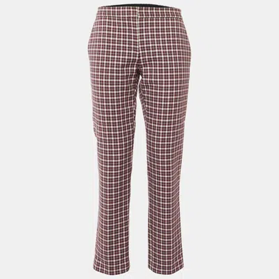 Pre-owned Burberry Purple Checked Cotton Tailored Pants S