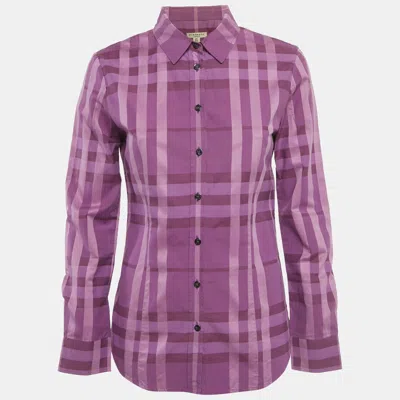 Pre-owned Burberry Purple Checks Cotton Long Sleeve Shirt