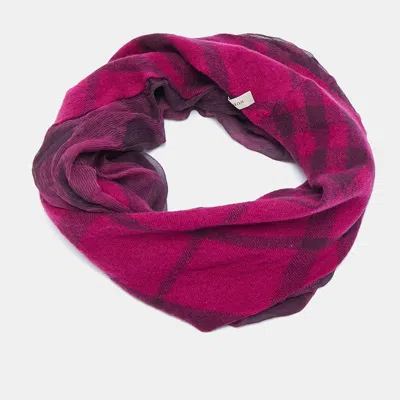 Pre-owned Burberry Purple Checks Wool And Silk Neck Warmer