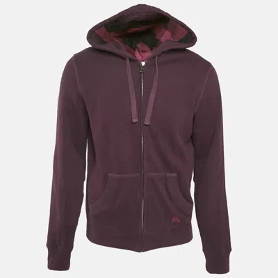 Pre-owned Burberry Purple Cotton Knit Zip-up Jacket M