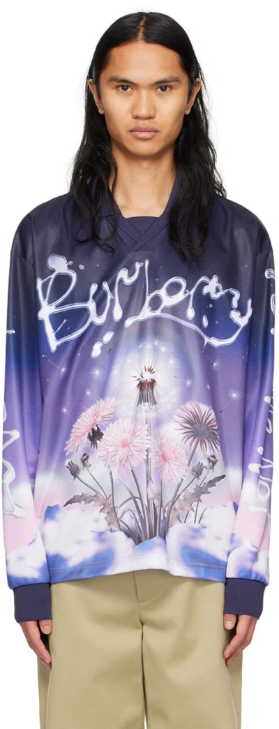 Burberry Purple Dandelion Polo In Ribbon Ip Pat