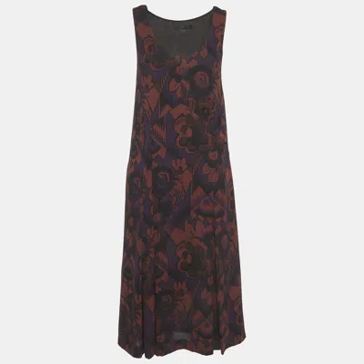 Pre-owned Burberry Purple Floral Print Silk Midi Dress S