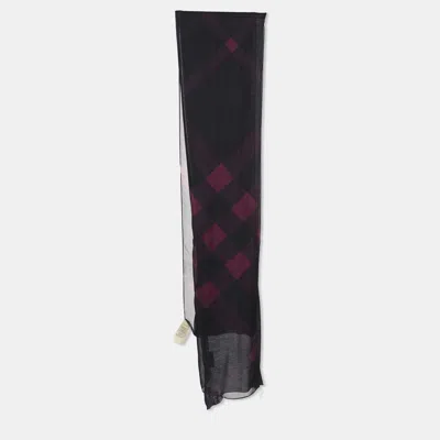 Pre-owned Burberry Purple Modal And Silk Scarf
