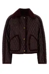 Burberry Nylon Jacket With Collared Neck And Pockets In Burgundy