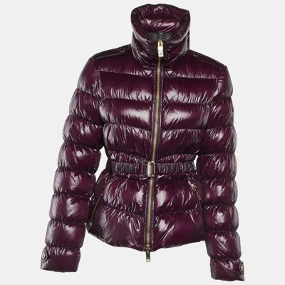 Pre-owned Burberry Purple Nylon Quilted Down Jacket L