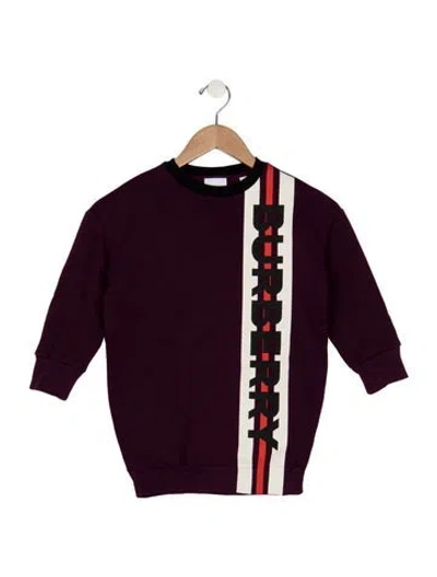 Pre-owned Burberry Babies' Purple Patterned Graphic Sweater Dress