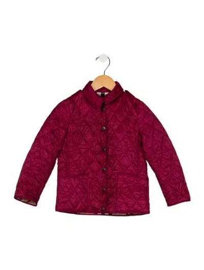 Pre-owned Burberry Babies' Purple Quilted Casual Jacket With Snap Closure