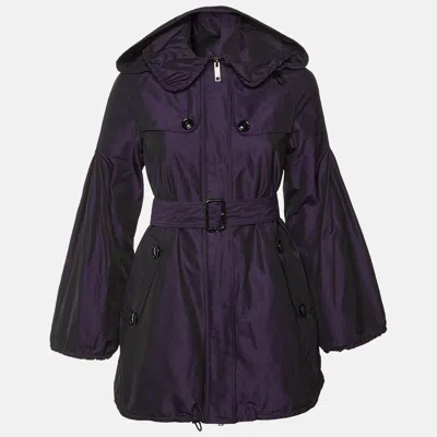 Pre-owned Burberry Purple Zip Up Belted Jacket S