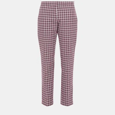 Pre-owned Burberry Purple/white Check Cotton Trousers Size M (10)