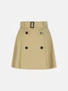 Burberry A-line Cotton Skirt With Belt And Pocket In Brown