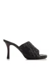Burberry Quilted Leather Rose Mule Sandals In Black