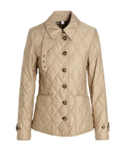 BURBERRY QUILTED AND FOLDED COLLAR COTTON DRESS