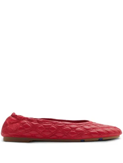 Burberry Sadler Quilted Lambskin Ballerina Flats In Red