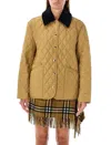 Burberry Corduroy-collar Diamond-quilted Jacket In Brown