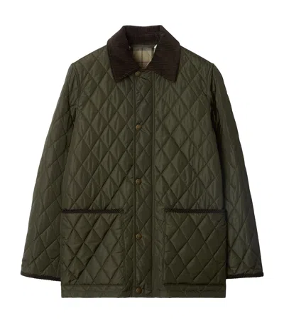Burberry Quilted Country Jacket Corduroy Collar In Green