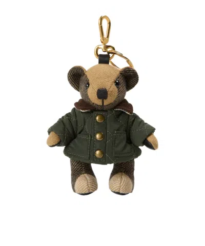 Burberry Quilted Bear Keychain In Black