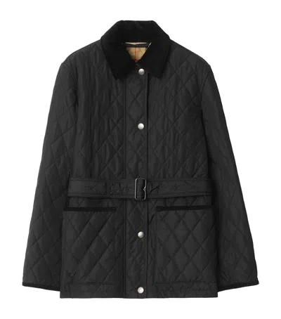 Burberry Quilted Belted Field Jacket In Black