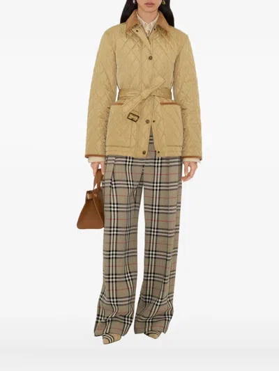 Burberry Quilted Belted Jacket In Neutral