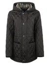 Burberry Quilted Black Coat With Hood In Black