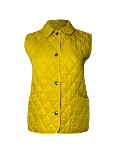 Pre-owned Burberry Quilted Button Vest In Yellow