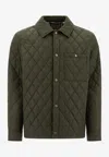 Burberry Green Quilted Jacket With Classic Collar In Tech Fabric Man