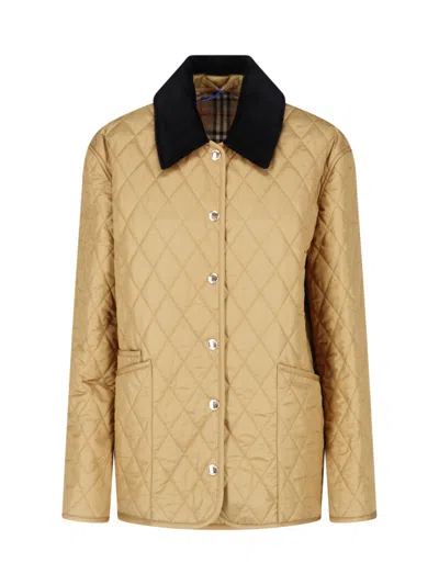 Burberry Quilted Button-front Jacket In Brown