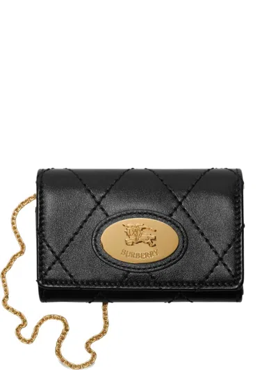 Burberry Quilted Chain Card Holder In Black