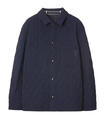 Burberry Quilted Check Reversible Jacket In Blue