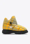 Burberry Printed Polyester Pillow Check Ankle Boots In Yellow