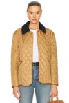 Burberry Corduroy-collar Diamond-quilted Jacket In Brown