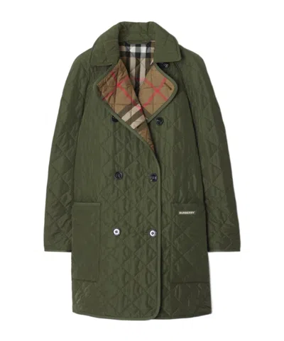 Burberry Quilted Coat In Green
