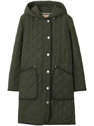 Burberry Quilted Coat In Green