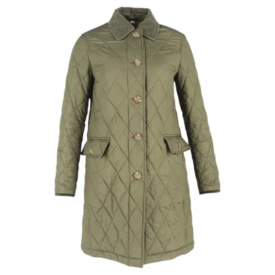 Pre-owned Burberry Quilted Coat In Green Polyester