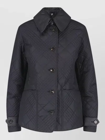 Burberry Quilted Coat Point Collar Adjustable Cuffs In Gray