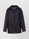Burberry Quilted Coat With Corduroy Collar And Pockets In Multi