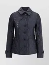 Burberry Quilted Nylon Jacket With Check Lining In Blue