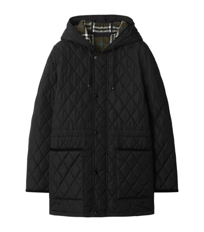 Burberry Quilted Corduroy-trim Parka In Black