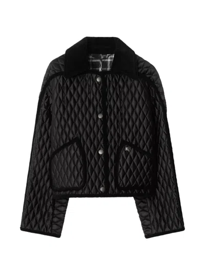 Burberry Quilted Corduroy Trimmed Jacket In Black