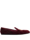 Burberry Quilted Crest-embellished Loafers In Burgundy